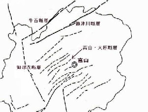 飛騨地区の活断層の図