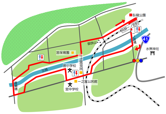 健康づくりウォーキングコース 一之宮地域 ルート画像