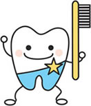 歯ブラシを持った歯のキャラクターイラスト