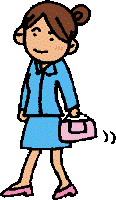 イラスト：バッグを持って歩く女性