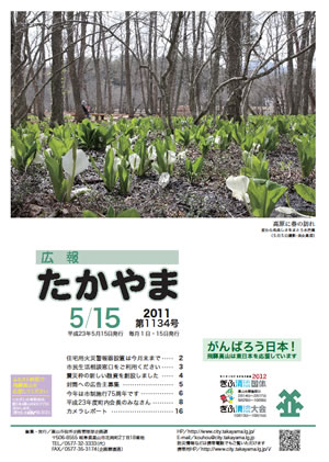 広報たかやま5月15日号表紙：美女高原の水芭蕉の画像