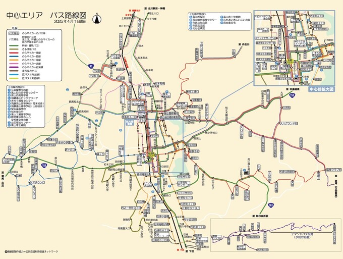 中心エリアの路線図