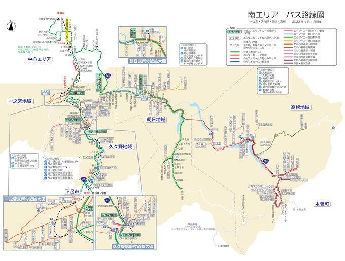 南エリアの路線図のイラスト