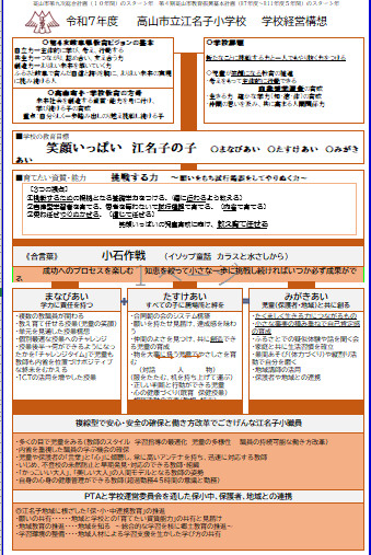高山市立江名子小学校経営全体構想図 