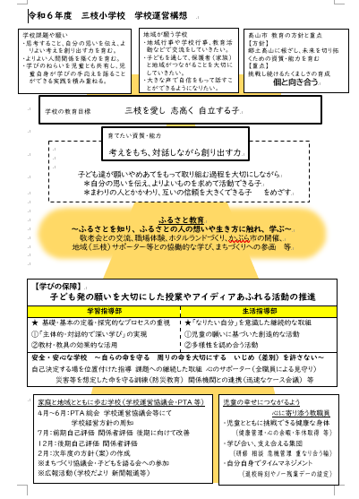 高山市立三枝小学校の学校経営全体構想図