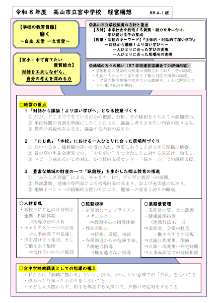 高山市立宮中学校経営全体構図