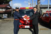 高山市消防団車両の受け渡し式