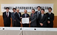 県北西部地域医療ネットを設立会見のようす