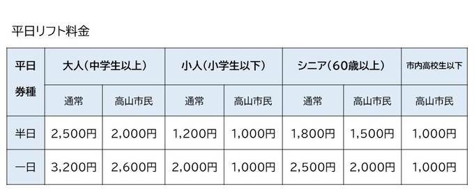 平日料金