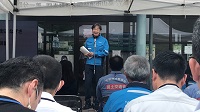 道の駅飛騨街道なぎさBCP訓練であいさつする市長