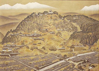 高山城跡と城下町の推定復元図