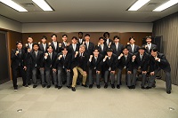 全国高等学校バスケットボール選手権大会に出場する高山西高校男子バスケットボール部のみなさん