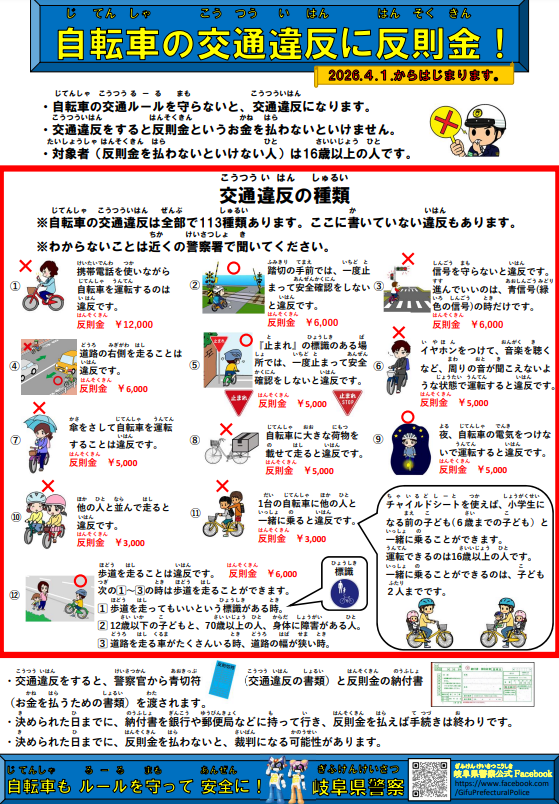 交通反則通告制度に関するチラシ(日本語)