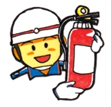 消火器を持った消防士のイラスト